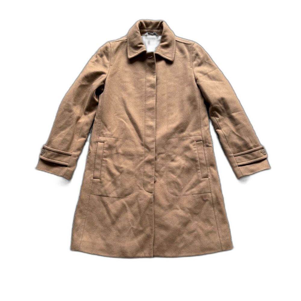 J. CREW MERCANTILE WOMENS SIZE XS TAN CITY COAT ZIP WOOL BLEND NEUTRAL JACKET